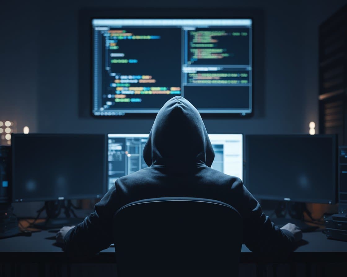 Ethical hacker at workstation